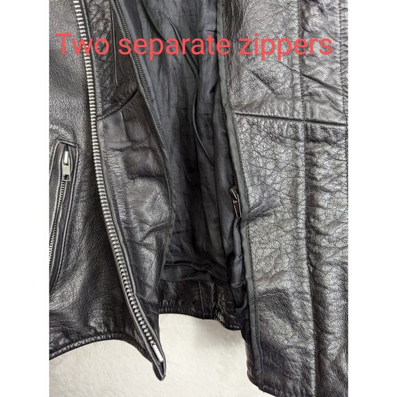 Vintage Women's Genuine Leather Motorcycle Jacket Black Orange Stripe Size XL - Picture 14 of 16